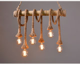 美式麻绳复古创意个性灯具餐厅酒吧咖啡田园装饰竹子环保吊灯
