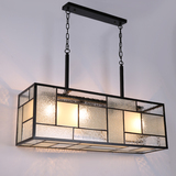 新中式长方形玻璃吊灯 创意美式复古工业风吧台餐厅铜灯吊灯