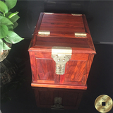 老挝大红酸枝首饰盒实木制红木多层珠宝梳妆盒带镜锁素面花开富贵