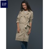 Gap女装|经典双排扣纯色棉质风衣时尚中长款外套199470