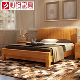 心柏全实木床1.8米双人床1.5北欧简约现代榉木床环保卧室家具婚床