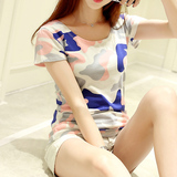韩版女装夏装矮个子小码S号显高150cm短袖小款短装上衣服短款t恤