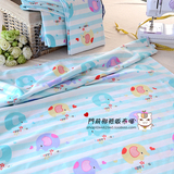 蓝色卡通大象儿童床上用品床单超萌全纯棉面布料宝宝被套可爱DIY
