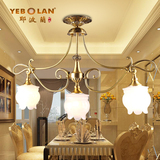 耶波兰欧式全铜灯美式餐厅吊灯客厅三头吊灯饭厅吧台厨房云石灯具