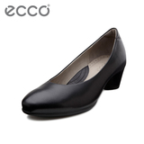 ECCO爱步女鞋正装通勤中跟鞋 套脚浅口单鞋女 雕塑45 230203