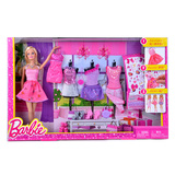 美泰正品女孩玩具 芭比娃娃公主衣服设计搭配礼盒套装五件套Y7503