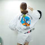 韩国学院风软妹可爱个性卡通白色蝙蝠长袖棒球服外套短款夹克女潮