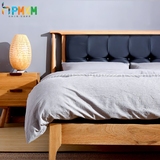实木PU靠背1.5 米1.8米北欧简约现代宜家卧室白橡木家具双人床