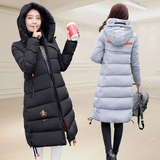 2016冬季新款韩版修身超长款过膝羽绒棉衣女胖mm大码加厚棉服外套