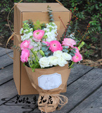 上海鲜花速递生日情人节朋友闺蜜送花西洋牡丹紫罗兰混搭花盒花束