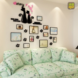 墙贴卡通照片相框墙爱心3D客厅卧室沙发亚克力墙壁贴饰小猫咪立体
