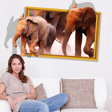 3D墙纸立体墙贴纸创意墙壁装饰品墙上海报客厅沙发卧室贴画大象框