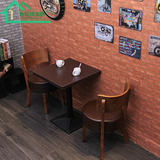 咖啡厅桌椅实木 复古西餐厅酒吧甜品店餐椅 甜品奶茶店餐桌椅组合