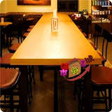 酒吧桌会议桌餐桌聚会桌 实木桌面铁艺桌脚快餐桌高档桌椅欧式特