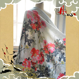 【白璧阁】水墨国画牡丹数码喷绘印花提花棉|汉服旗袍面料布料