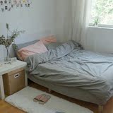 水洗棉四件套 无印全棉纯色床上用品1.8米 床笠床单款良品可定制