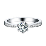 正品 群镶花朵六爪圆形钻石戒指 结婚订婚求婚钻戒 裸钻钻戒定制