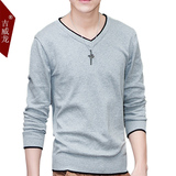 春季男士毛衣韩版v领薄款长袖针织衫青少年学生打底衫线衣外套潮