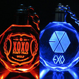 exo挂件LED灯挂饰EXO周边明星周边七彩水晶钥匙扣发光挂饰包邮