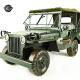手工铁皮汽车模型二战美国布篷威利斯JEEP仿古铁艺模型复古车模
