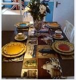 外贸欧美式乡村欧式地中海风格原木餐垫桌旗桌布咖啡馆桌布可订制