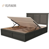 纯实木豪华美式高箱床1.8米红橡木储物床1.5米双人床卧室家具新品