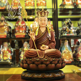 【如意佛像】古彩19寸地藏王 48cm鎏金树脂佛像 三层莲花地藏菩萨