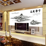 中国风书房水墨字画墙贴画宁静致远风景客厅沙发背景墙壁装饰贴纸