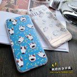 iphone6 plus手机壳浮雕卡通牛头梗奶牛苹果5s保护套磨砂硬壳软边
