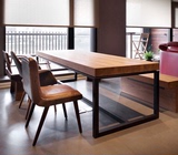 LOFT美式复古实木铁艺餐桌咖啡厅休闲桌办公桌饭桌做旧方形桌餐台