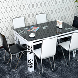 餐桌椅组合 简约现代钢化玻璃餐台 小户型客厅伸缩烤漆折叠餐桌