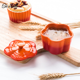 西芙创意花瓣形 带盖陶瓷烤碗 耐高温烤箱布丁蛋糕DIY烘焙模具