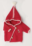 现货 英国代购NEXT童装2015新款女宝女童大红连帽针织衫毛衣外套