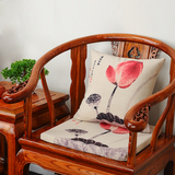垫套中式餐椅垫红木椅子太师椅坐垫荷花亚麻加厚中国风古典家具坐