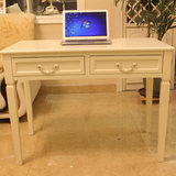 田园写字台书桌现代欧式风格电脑桌笔记本实木书桌白色烤漆小卧室
