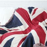 外贸美式乡村复古米字旗英国旗全棉线毯子沙发毯休闲毯盖毯包邮