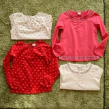 2岁童装 新款法单原单女童纯棉长袖衬衫儿童娃娃衫白色红色 春季