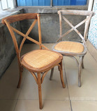 促销北欧乡村椅实木西餐椅美式背叉椅橡木叉背椅休闲椅复古做旧椅