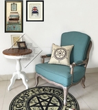 美式布艺单人沙发实木椅子 法欧式客厅休闲椅实木老虎椅扶手躺椅
