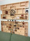 隔板壁挂置物架 实木格子茶壶展示架小饰品创意格子储物架货架