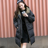 2015冬装新款韩版宽松显瘦超大码棉衣女中长款连帽羽绒棉服外套女