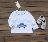 国内专柜品牌 男童小汽车图案纯棉圆领长袖T恤打底衫