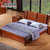 新中式纯实木床1.8米双人婚床黄金胡桃木床简约现代卧室家具