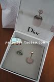 现货！韩国代购Dior迪奥2015走秀款拼接方形耳钉 粉色