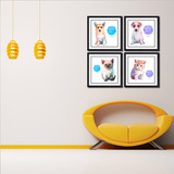 水彩小狗可爱现代简约动物卡通装饰画客厅卧室儿童房床头挂画墙画