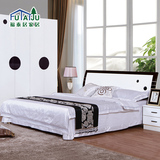 床 板式床烤漆床1.51.8米实木板双人床现代简约储物高箱床气压床