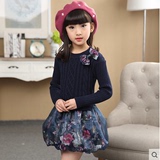 代購韓國童裝女童冬款打底毛衣裙中小童針織連衣裙加厚加絨公主裙