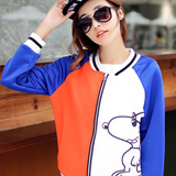 棒球服女春秋外套学生女装卡通史努比卫衣薄开衫休闲韩版潮棒球衫