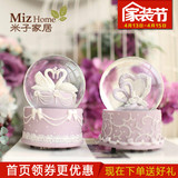 米子家居 欧式创意紫水晶球雪花八音乐盒 装饰礼品摆件 结婚礼物