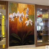 3D立体无缝大型壁画 浮雕油画客厅餐厅墙画玄关手绘油画花卉壁纸